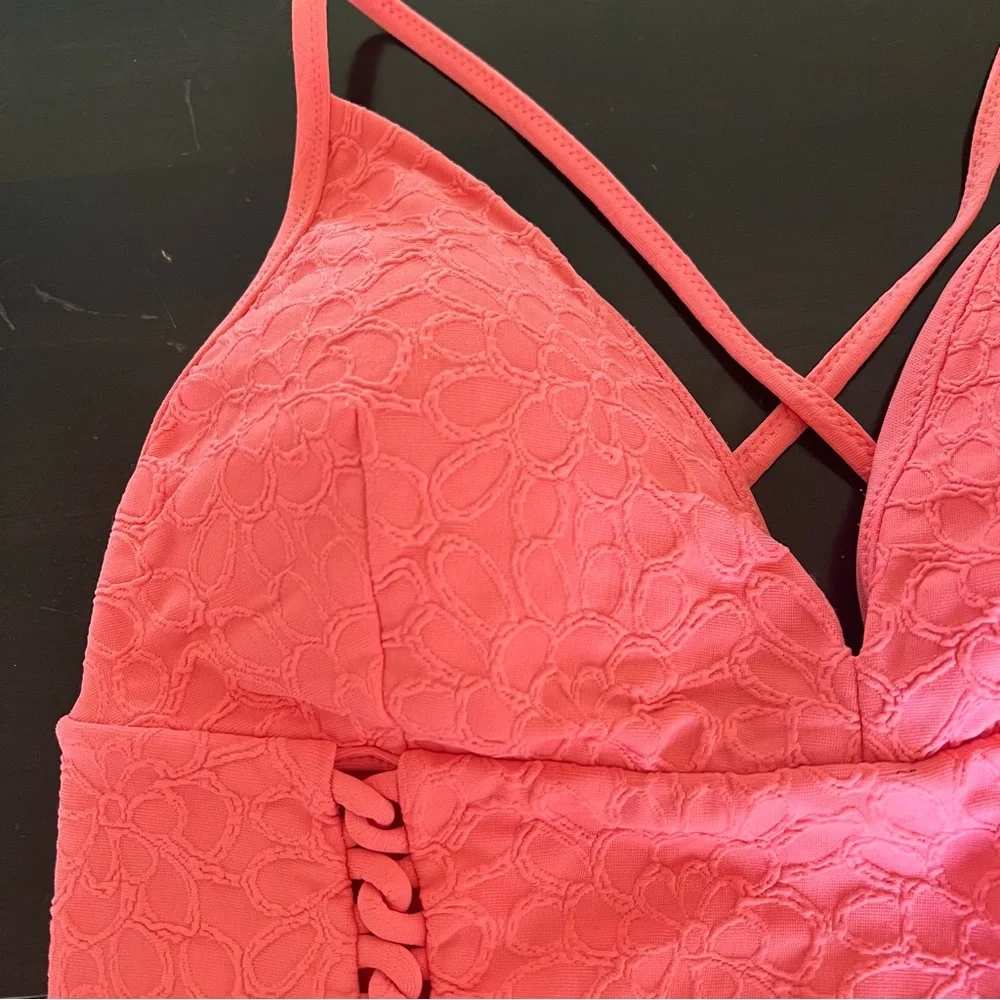 Jessica Simpson MELON Rose Bay 1 piece swimsuit adjustable straps removable pads